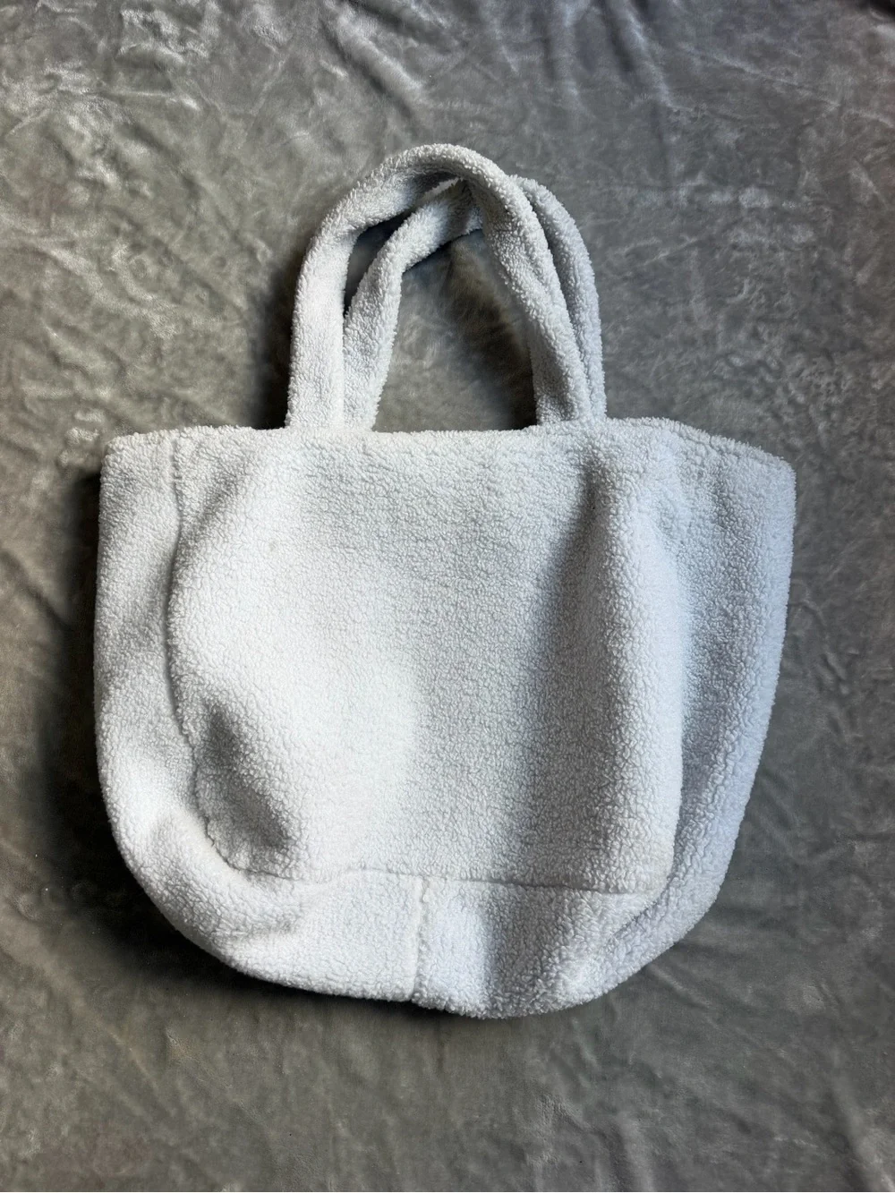 PINK Victoria's Secret Plush Sherpa Tote - Light blue Teddy Tote